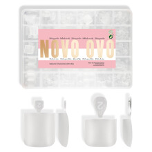 NOVO OVO 31 Maten Teennagel Tips met Korte en Middellange Combi, Sharp Square Full Cover