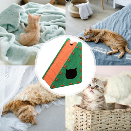Cat Scratcher Triangular Felt Board Climbing Mat Green Claw Sharpening Tools for Kitten Training and Playing Relaxing 2