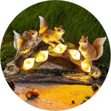 SZTXJ 3 Squirrel Statue Solar LED Light for Outdoor Garden Decorations Waterproof Resin Animals Light Ornament for Patio Lawn Yard Garden Decor