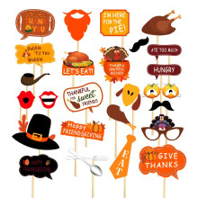7-gost 25PCS Friendsgiving Photo Booth Rekvizity Prtel Den dkuvzdn Party Potreby Dekorace