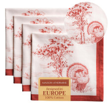 Maison d'Hermine Lot de 4 serviettes en tissu 100 % coton pour dcorations de Nol de Thanksgiving, rutilisables au quotidien, serviettes carre