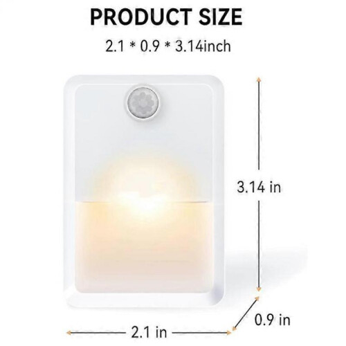 LED Motion Sensor Night Light, Self-adhesive Wall Light with Warm Color LEDs, Motion Sensor, Light Sensor, Energy Efficient for Bedroom, Bathroom, Kit 1
