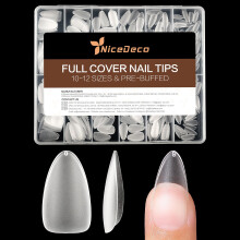 Nicedeco Gelnageltips Medium Amandel Etch X Nageltips 10 maten 500 stuks Matte volledige dekking Kunstnagels Heldere acrylnagels Lijm op nagels - 017