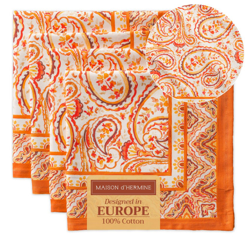 Conjunto de 4 Guardanapos de Tecido 100% Algodão para Ação de Graças e Natal