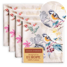 Maison d' Hermine Lot de 4 serviettes en tissu 100 % coton pour dcorations de Nol de Thanksgiving, rutilisables au quotidien, serviettes carr
