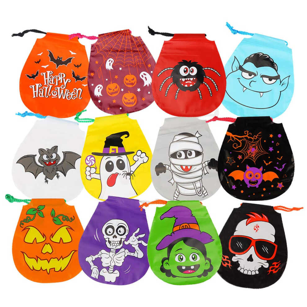 CCINEE 24pcs Drawstring Goody Bags - 12 Styles Halloween Treats Bags for Kids' Trick or Treat Party Favor Supplies-image-OPC-PMMJNBF-NEW