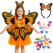 Fantasia de Borboleta ZZIHAN para Meninas 4-5T - Conjunto de Fada com Vestido de Tule, Asas e Tiaras