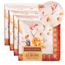 Maison d'Hermine Lot de 4 serviettes en tissu 100 % coton pour dcorations de Nol de Thanksgiving, rutilisables au quotidien, serviettes carre