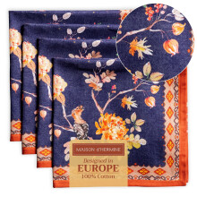 Maison d'Hermine Lot de 4 serviettes en tissu 100 % coton pour dcorations de Nol de Thanksgiving, rutilisables au quotidien, serviettes carre