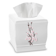 Creative Scents Vanda Tissue Box Cover Vierkant - Kersenbloesem Decor Wit en Roze Bloemen Tissue Houder voor Badkamer - Decoratieve Tissue Box Houder
