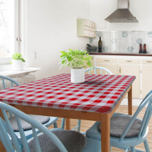Sorfey Kitchen Tablecloth -Fitted with Elastic Vinyl with Flannel Back Fits for Table 36"""" w x 60"""" L Rectangle Water Proof Easy to Clean Checked