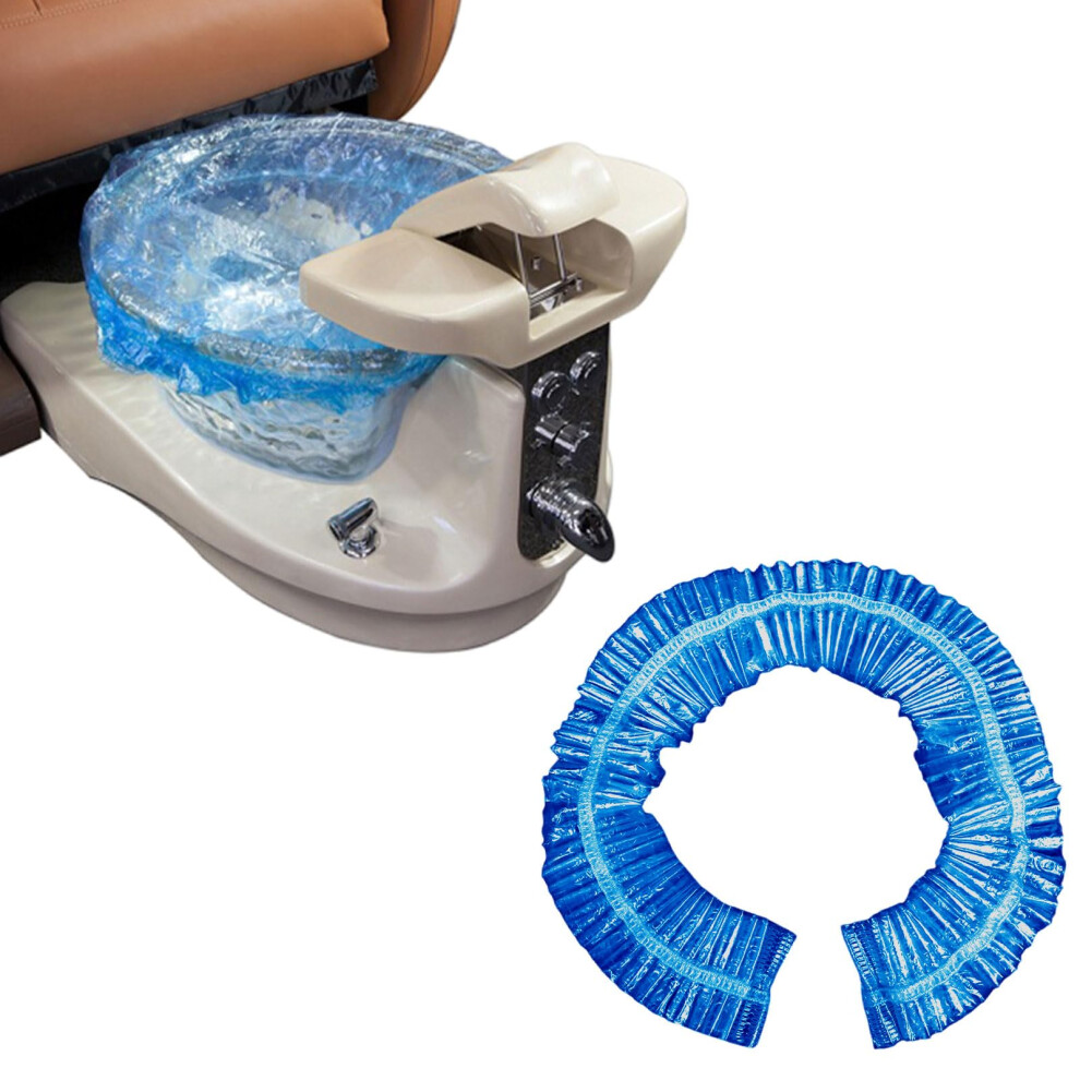 Mowouhn Transparent Blue Pedicure Liners Disposable Pedicure Bowl Liners With Elastic Band Unbreakable Pedi Liners Disposable Fits Most Pedicure Tub For P
