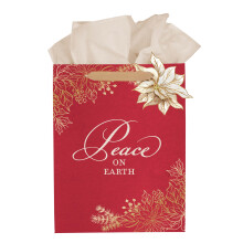 Christian Art Gifts Medium Portrait Inspirational Christmas Gift Bag Tag & Wrapping Tissue Paper Set for Women & Men: Peace on Earth Easy Carry Stu