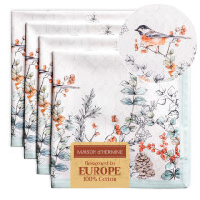 Maison d'Hermine Lot de 4 serviettes en tissu 100 % coton pour dcorations de Nol de Thanksgiving, rutilisables au quotidien, serviettes carre