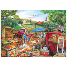 RoseArt - Kodak Premium - Rode vrachtwagens boerderijmarkt - Legpuzzel van 1000 stukjes voor volwassenen