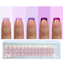 Unhas Postiças French Tip, OPkssnails 150pcs Roxo Extra Curto Quadrado, Gel Macio Pré-durável