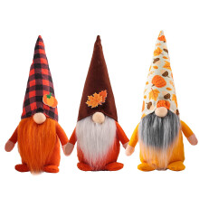 TomteNisse 3 stk Efter?rsdekoration H?st Thanksgiving dekorationer Nisser Plys Elf Dv?rg Dukke Figur med gr?skar Efter?r Ahornblade