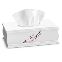 Creative Scents Vanda Rechthoekige Tissue Box Cover - Decoratieve Kersenbloesem Tissue Houder voor Badkamer - Witte Tissue Box Houder Rechthoekig met