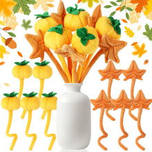 ZJoey 10 stuks pluche pompoen esdoorn gevulde buigbare stengels pluche boeket speelgoed zachte bloem 12,6 inch voor Thanksgiving 2025 herfst herf