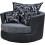 Swivel Cuddle Chair Chenille Fabric Grey Black 1