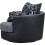 Swivel Cuddle Chair Chenille Fabric Grey Black 2