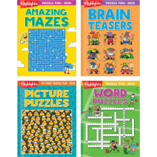 2026 Puzzelplezier Activiteitenboek Cadeauset voor Kinderen 6+, 4 Leuke Boeken met Puzzels