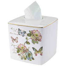 Avanti Linens - Tissue Box Cover Keramiek Badkameraccessoires Artistieke Home Decor (Butterfly Garden Collection)