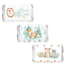 Woodland Baby Shower Mini Candy Bar Wrappers Woodland Creatures Baby Shower Dekorationer - 42 klisterm?rker