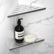 Bernkot 8'' Prateleira de Canto para Duche 2PCS, Aço Inoxidável 304 Para Casa de Banho, Sem Perfuração (8'', Prata)