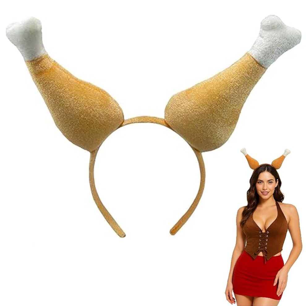 Nicky Bigs Novelties Adult Funny Turkey Legs Headband Thanksgiving Fried Leg Drumstick Hats Fake Food Themed Friendsgiving Party Crazy Hat Day Silly