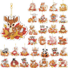 WILLBOND 30 piezas de llavero de arte de diamante de Acciσn de Gracias DIY de doble cara animales de Acciσn de Gracias pintura de diamante llaver