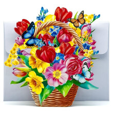 Joyvine 3D blomstervaser og papirudsk?rne 3D-blomster lyk?nskningskort papirvaser med konvolutter ideelle gaver til Thanksgiving f?dselsdage jubi