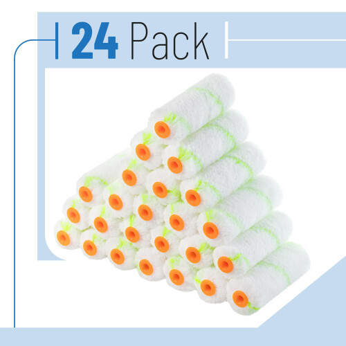 Bates - Capas de Rolo de Pintura de 4 Polegadas, 24 Pack, 1/2" Nap, Listras Verdes, Microfibra 1