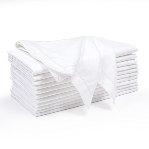 Conjunto de 12 Guardanapos de Jantar Brancos Ramanta Home - 18x18 Polegadas, Algodão Premium