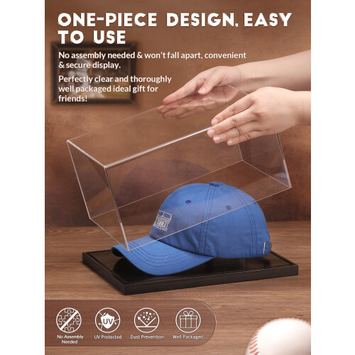 JupDec Hoed Display Case, Heldere Acryl Baseball Cap Display Box Stand, UV Bescherming 1