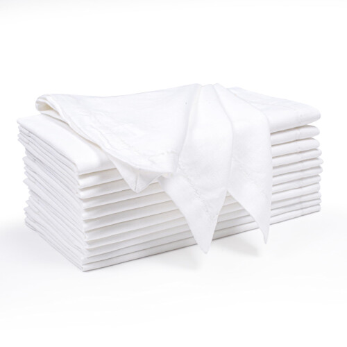 Conjunto de 12 Guardanapos de Jantar Brancos Ramanta Home em Algodão 18X18 Polegadas
