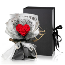 GLAMOUR BOUTIQUE Bouquet di rose stabilizzate a cuore singolo - Fiori rose eterne in una scatola regalo per moglie, anniversario, compleanno per