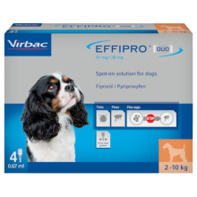 Effipro Duo Spot On Solutions For Dogs 4 Pipettes Per Pack - Small dog (2-10kg)
