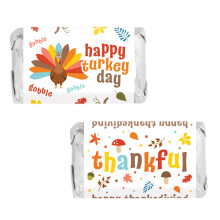 Autocollants pour barre de bonbons Thanksgiving Turquie 42 mini emballages de chocolat pour cadeaux de fte d'enfants, friandises de classe d'a