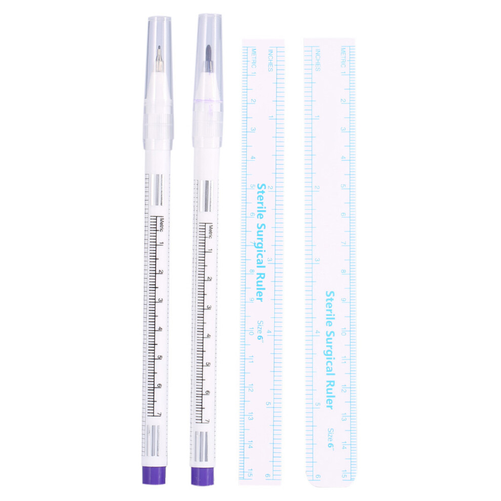 2Pcs/Set Surgical Tattoo Marker With Rulers Hard To Wipe