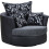 Swivel Cuddle Chair Chenille Fabric Grey Black 7