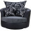 Swivel Cuddle Chair Chenille Fabric Grey Black 8