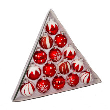 Kurt S. Adler C1852 Kurt Adler 1.57-Inch Red/White Decorated Glass Ball Ornament Set of 15 15 Count for Christmas