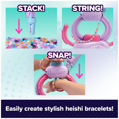 Cool Maker Stackd Heishi Studio Kit per realizzare braccialetti con penna per perline facile e oltre 1200 perline per braccialetti, 15 regali e c 1