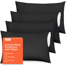 Protetores de Travesseiro Ultra Macios com Zíper Tamanho King - Conjunto de 4 Capa Respirável