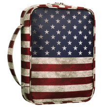 FINPAC Bijbelhoes Draagtas Kerktas Bijbel Beschermend met handvat en zak met ritssluiting Cadeau voor moeder Dame Dames Heren Amerikaanse vlag