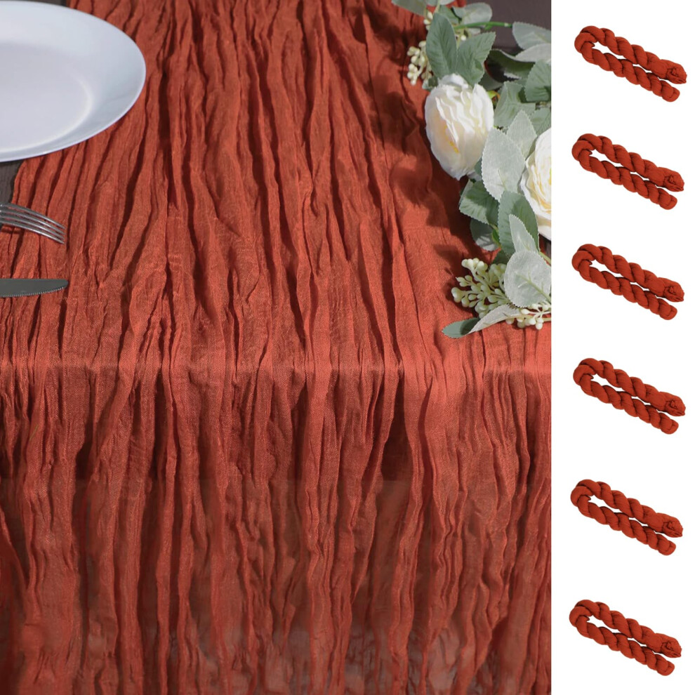 Snowkingdom 6PCS 10Ft Terracotta Cheesecloth Table Runner Bulk 120inch Long Rust Cheese Cloth Boho Gauze Runner for Wedding Bridal Shower Rustic She-image-OPC-PMMJSXV-NEW
