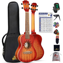 Winzz Concert Ukulele Adults Beginner 23 Inch Mahogany Ukelele Students Kit with Chord Chart and Capo Unique Design Gifts