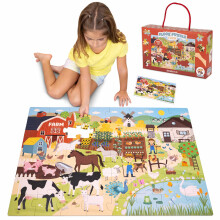 BONNYCO Puzzle Giganti da Pavimento per Bambini di Animali della Fattoria con 48 Pezzi Grandi. Jumbo Puzzle 90 x 61 cm, regalo per ragazzi e raga