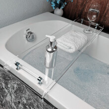Vassoio da vasca di lusso da 76 cm con manici in argento, per vasca da bagno, vassoio da tavolo con manici in argento, per bagno, accessori da ba